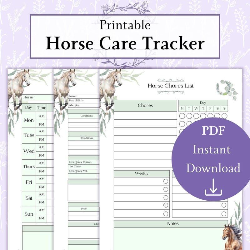 Horse Care Tracker Sheets - Etsy