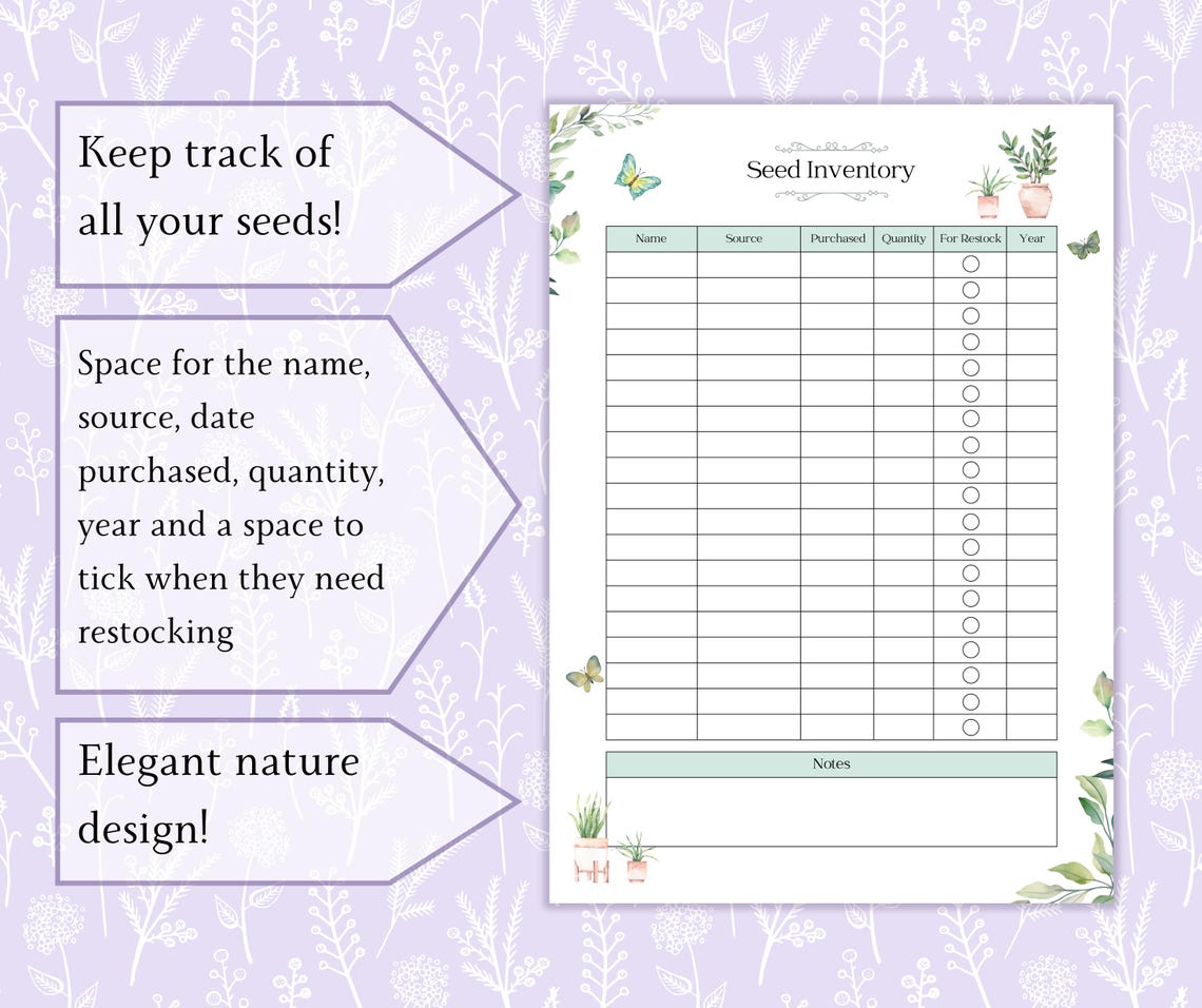 Seed Log Bundle Printable PDF | Seed Starting Tracker | Seed Inventory ...