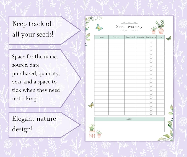 Seed Log Bundle Printable PDF | Seed Starting Tracker | Seed Inventory ...