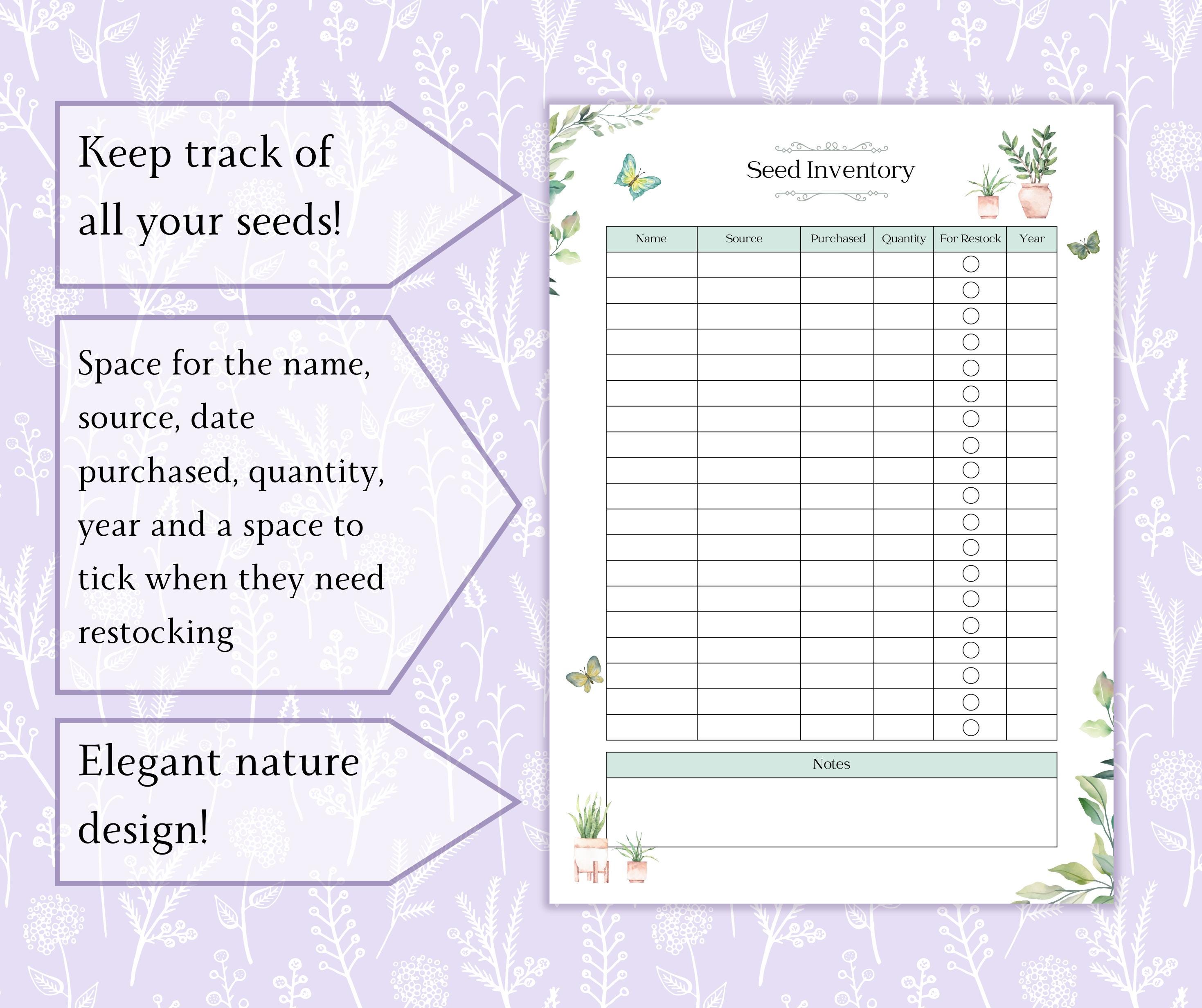 Seed Log Bundle Printable PDF | Seed Starting Tracker | Seed Inventory ...