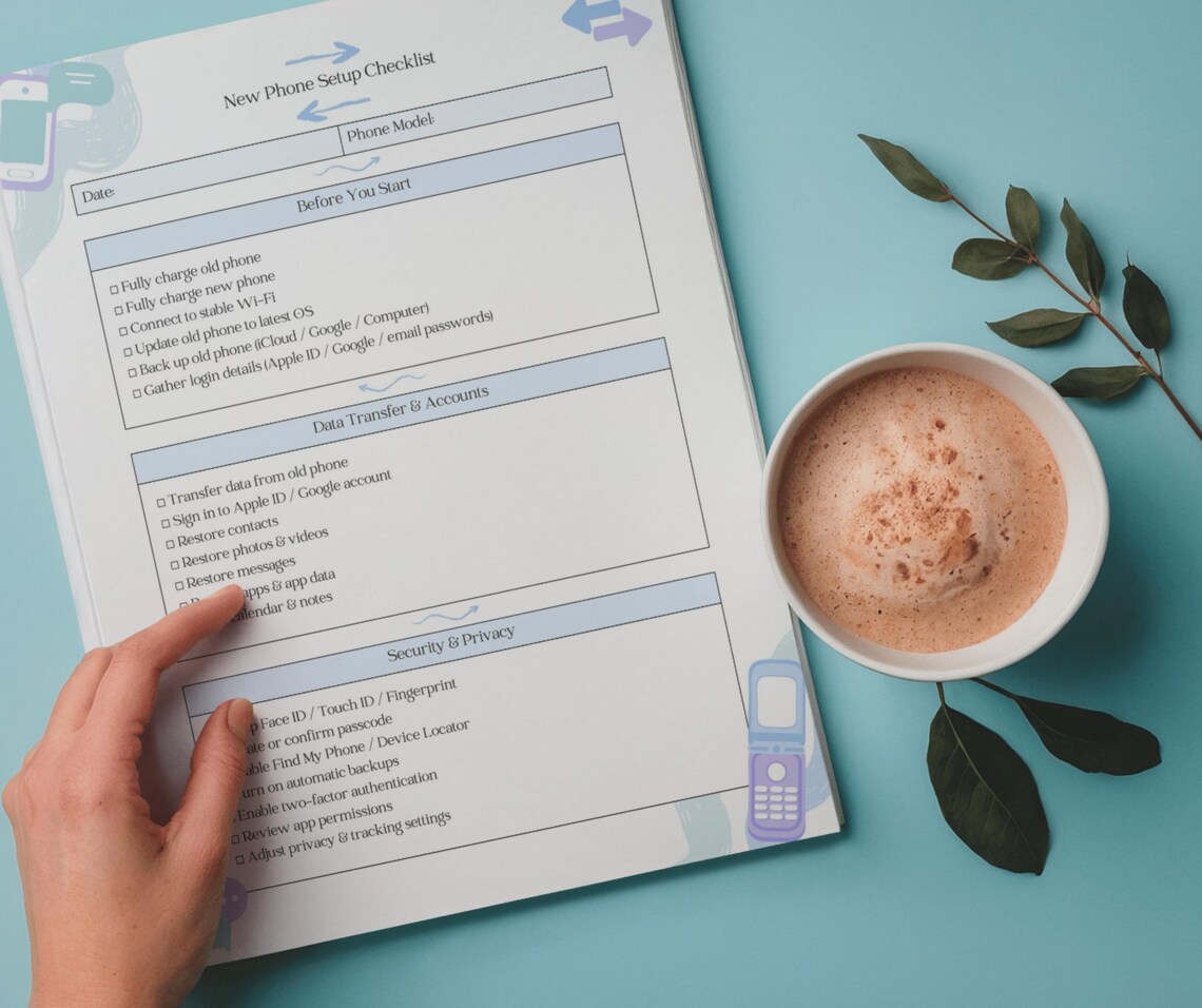 Technology Transfer Checklist.pdf New Phone Setup Checklist Printable PDF, iPhone & Android Setup Guide ...