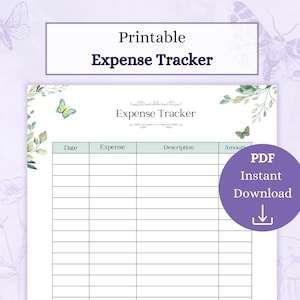 Expense Tracker Printable PDF | Spending Log | Spending Tracker | Finance Journal Expenses Diary | Personal Finance