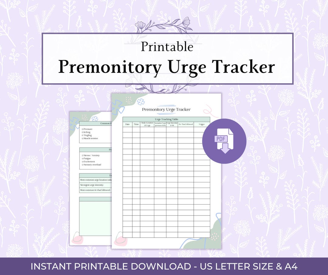 Urge Log Worksheet.pdf Premonitory Urge Tracker Printable PDF, Tourette’s Tic Awareness Log ...