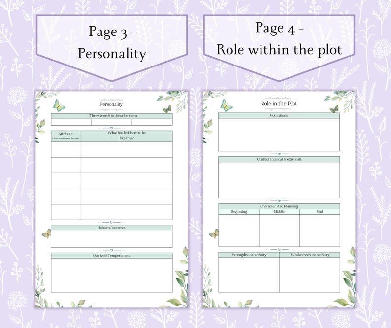 Character Workbook Sheets Printable PDF | Character Builder | Author ...