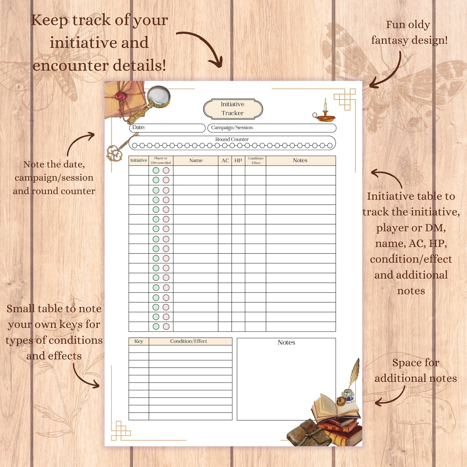 Initiative Tracker Printable PDF | Dnd DM Toolkit | Dungeon Master Dnd ...