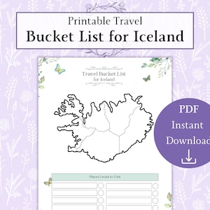 Island Bucket List druckbare PDF | Reise-Bucketliste | Ziel- Checkliste | Urlaub auf Island | Island Reise