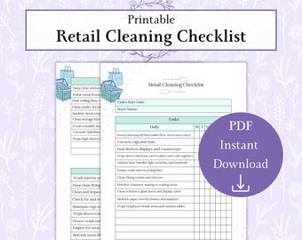 Retail Cleaning Checklist Printable PDF, Store Cleaning Schedule, Shop Maintenance Log, Daily and Weekly Cleaning Planner