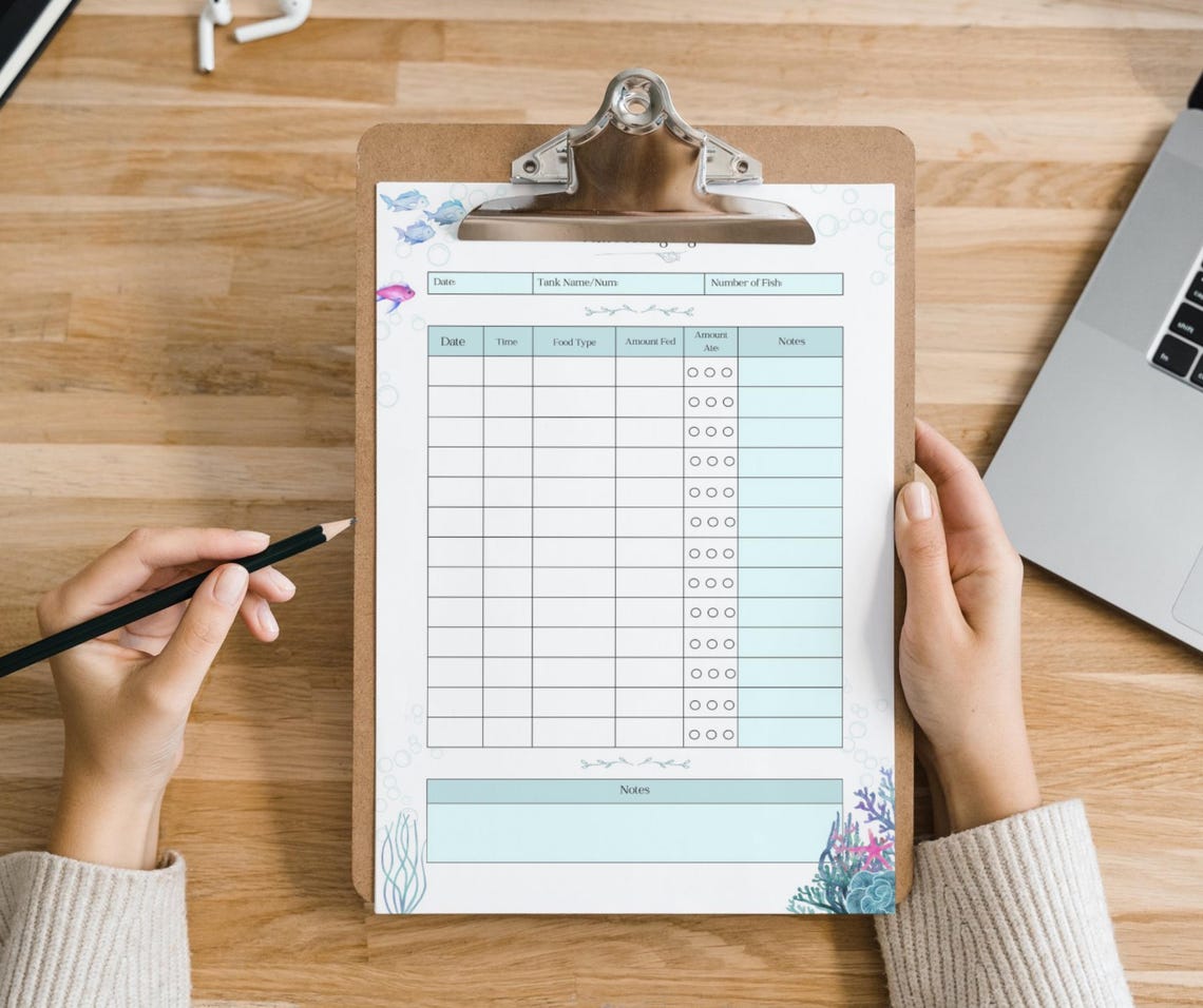 Fish Feeding Log Printable PDF | Aquarium Feeding Tracker | Fish Tank ...
