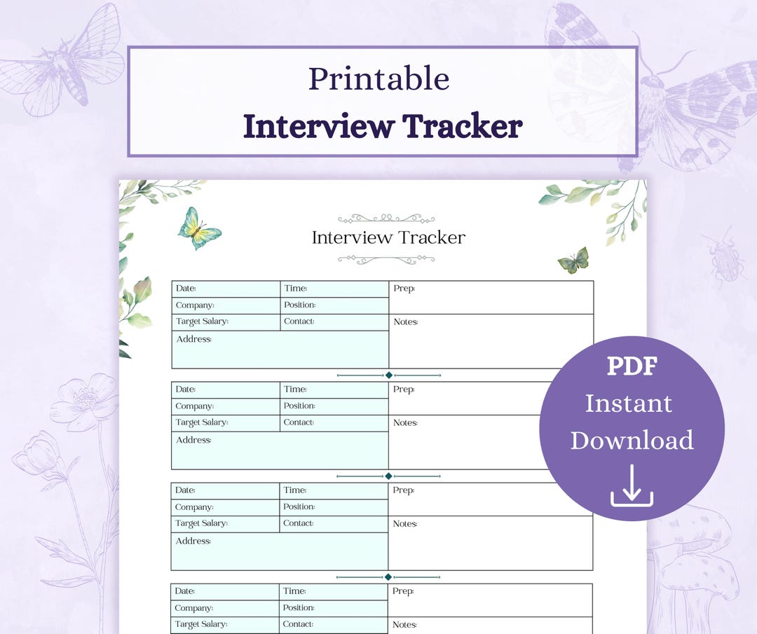 Interview Tracker Printable PDF | Job Application Tracker | Business ...