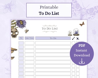 Att göra-lista | Utskrivbar Witchy PDF | Produktivitetsplanerare | Checklista för uppgiftsspårning | Daglig rutin