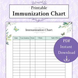 Vaccinatiekaart afdrukbare pdf | Vaccintracker | Medische tracker | Korte platen | Vaccinatietracker