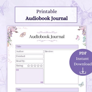 PDF stampabile del diario degli audiolibri / Tracker degli audiolibri / Tracker delle letture / Recensione degli audiolibri / Recensione dei libri