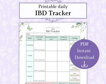 IBD Tracker PDF stampabile / IBD Log Symptom Tracker / Diario delle malattie croniche / Registro delle malattie infiammatorie intestinali