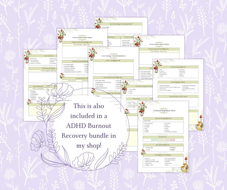 ADHD Burnout Check-in Printable PDF, Gentle Daily Self Check Worksheet ...