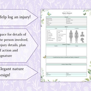 Injury Report Log Printable PDF | Incident Report | Accident Report ...