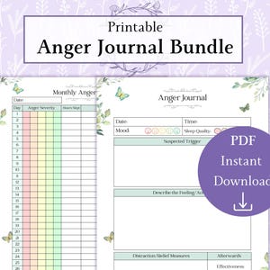 Woededagboekbundel afdrukbare pdf | Woedelogboek | Woedebeheersingstracker | Triggertracker | Woedetracker