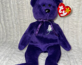 Ty Beanie Baby Princess Bear Toy Princess Diana Bear Deep Purple