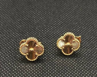 Vintage Van Cleef & Arpels Motif 15mm Rose Gold Small Earrings