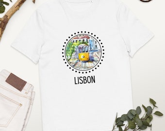 Lissabon City Tram Bio-Baumwoll-T-Shirt Unisex für Portugal-Liebhaber