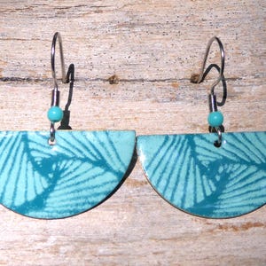 Earrings with turquoise enamel and stainless steel ear hooks
