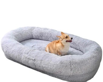 Human Dog Kennel Plush Round Pet Kennel Dog Bed Winter Warm Sponge Dog Pads Pet Supplies Pet Mattresses