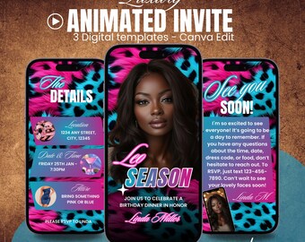 Digital Leo Zodiac Birthday Invitation, Astrology Party Invite, Editable Canva Template, Zodiac Sign Dinner, Glam Dinner Horoscope Season