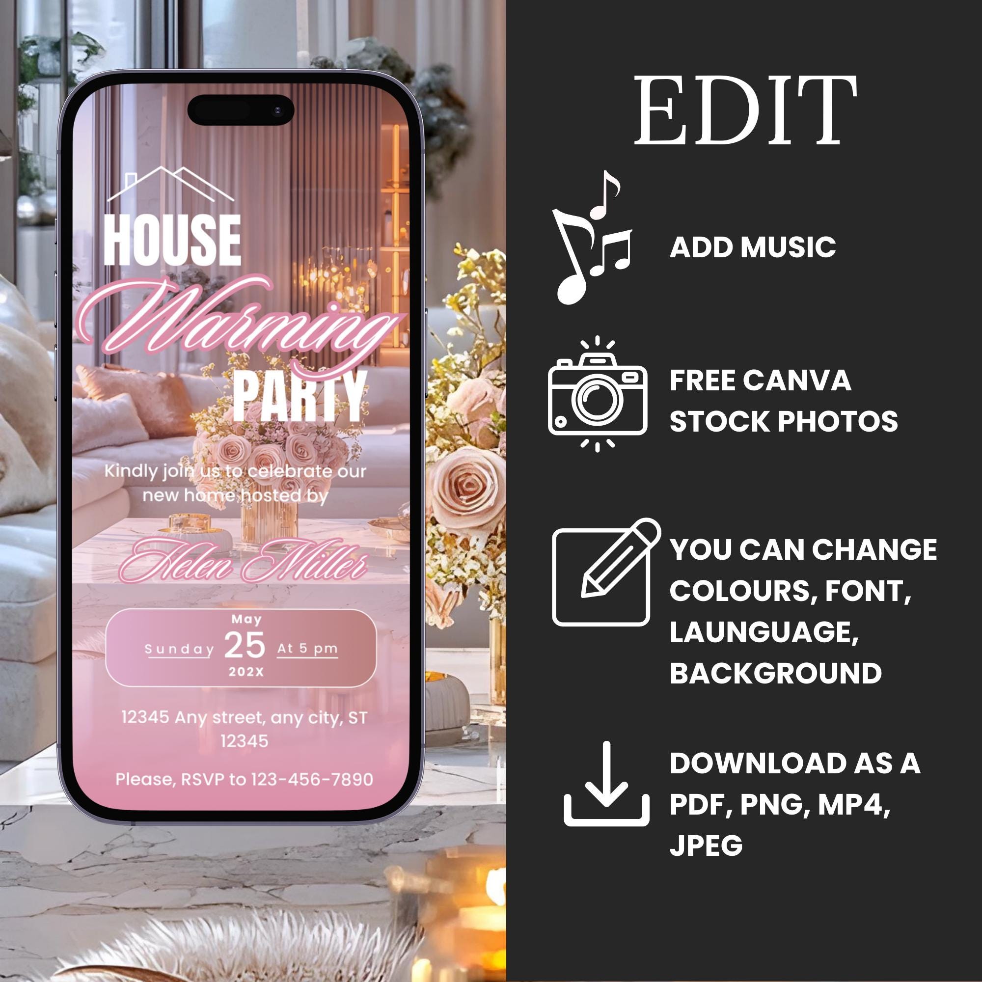 Digital Housewarming Party Invitation, Animated House Warming Invite ...