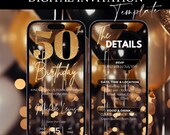 Fifty Birthday Invitation, 50th Birthday invite, Fiftieth E-Invite Template, Text Message Invitation, Digital Invite, Mobile Phone Evite