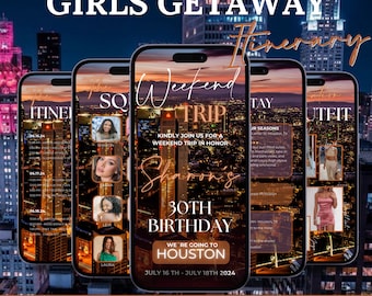 Houston Girl’s Trip, Birthday Weekend, Texas Itinerary Travel Planner, Vacation Schedule, Digital Animated Video Guide, Houston Itinerary