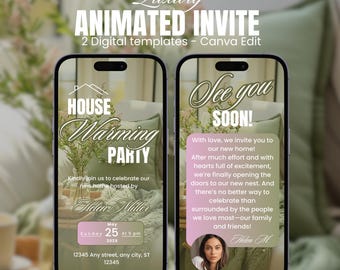 Housewarming Einladungsvorlage, New Home Party einladen, bearbeitbare Canva Evite, moderne Housewarming Einladung, digitale Einladung