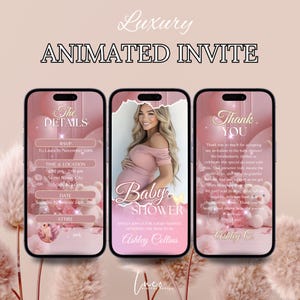 Digital Baby Girl Shower Invitation Template, Electronic Baby Shower Evite Photo, Pink Balloon Baby Shower Party Invitation Instant Download