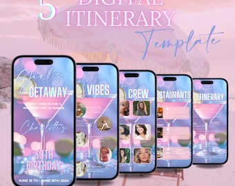 Girls Trip itinerary, itinerary template,  travel itineray, Birthday Weekend Invitation, Weekend Itinerary, Digital Schedule