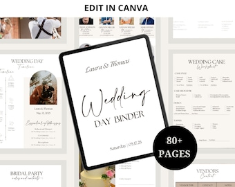 O modelo definitivo de pasta para o dia do casamento, planejador de casamento, edição Canva, modelo de casamento, download instantâneo, modelo digital, para impressão