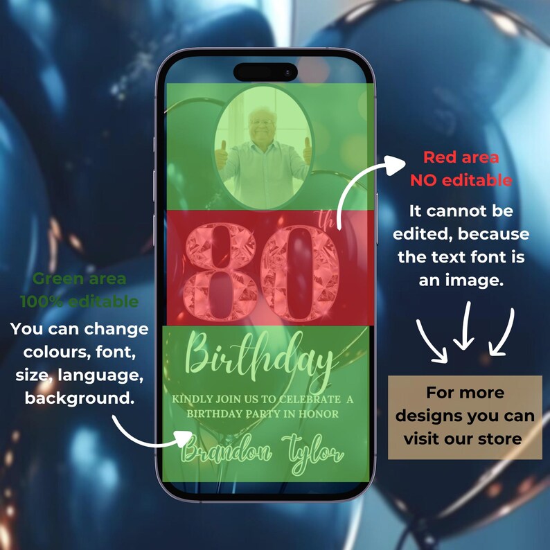 80th Digital Flyer Birthday Invitation, Surprise 80 Dinner Party Invite ...