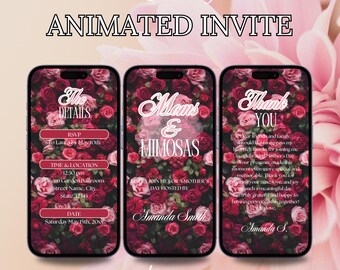 Digital Floral Mother’s Day Brunch Invite, Digital Itinerary, Animated Video Invitation, Mom and Mimosa's, Happy Mother’s Day Flyer DIY