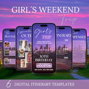 Houston Girl’s Trip, Birthday Weekend, Texas Itinerary Travel Planner, Vacation Schedule, Digital Animated Video Guide, Houston Itinerary