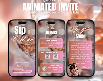 Digital Wine Tasting Birthday Invitation, Winery Birthday Party Invite, Wine and Dine Invitation, Bachelorette Party Template Text Evite DIY