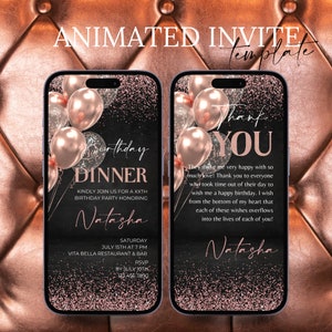 Digital Birthday Dinner invitation, Birthday Dinner, Digital Birthday Party Invite, Editable Template, Text, Birthday Party, text evite