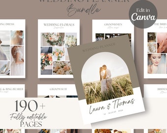 The Ultimate Wedding Day Binder Template, Edit in Canva, Wedding Itinerary, wedding organizer planner, Digital Template, Printable
