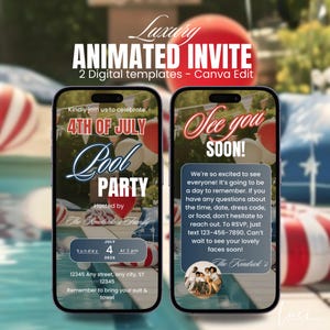 Digital 4th of July Pool Party Invitation Template, Fourth of July Patriotic Swim Party Invite, Independence Day Summer Celebration Evite