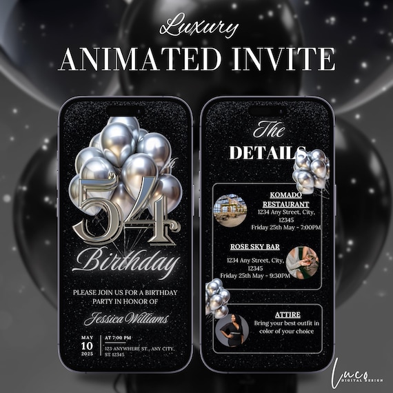 54th Digital Flyer Birthday Invitation, Surprise 54 Dinner Party