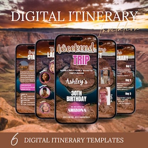 Digital Birthday Scottsdale Arizona Invitation, Itinerary, e-Invitation, Animated Digital Itinerary, Evite, Editable Planner Template