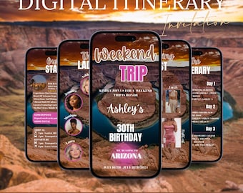 Digital Birthday Scottsdale Arizona Invitation, Itinerary, e-Invitation, Animated Digital Itinerary, Evite, Editable Planner Template