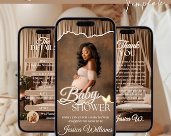 Brown Baby Shower, Boho Baby Shower Invitation, Gender Neutral Baby Shower, Animated Baby Shower Invite, Digital Evite, Baby Shower Video
