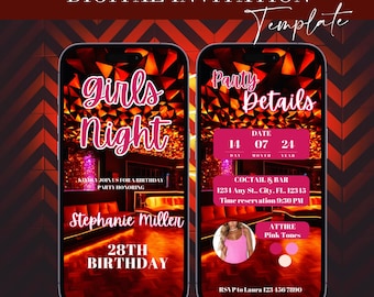 Ladies Night Out, Birthday Party Invitation, Girls Night Out Invitation, Bar Hopping, Ladies Night Out Party, Bachelorette Party Invite