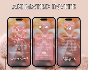 Digital Blush Pink Bow Baby Shower Invitation Editable Canva Template Pink Coquette Bow Invitation Baby Girl Shower Instant Download