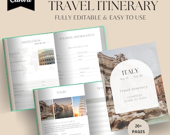 Editable Travel Itinerary Template | Trip Itinerary | Printable Travel Guide | Travel Agent Planner | Holiday Honeymoon Vacation Planner