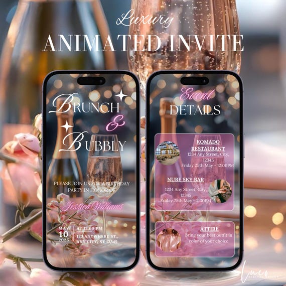 Brunch & Bubbly Birthday Brunch Invitation,Digital Let's Brunch Babes Invite,Brunch Invitation Template,Brunch Party Itinerary,text invite