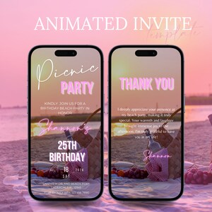 Digital Picnic Invitation, Picnic Party Invitation, Family Reunion Invitation, Family Picnic Invitation, Beach Party, Animated Invite