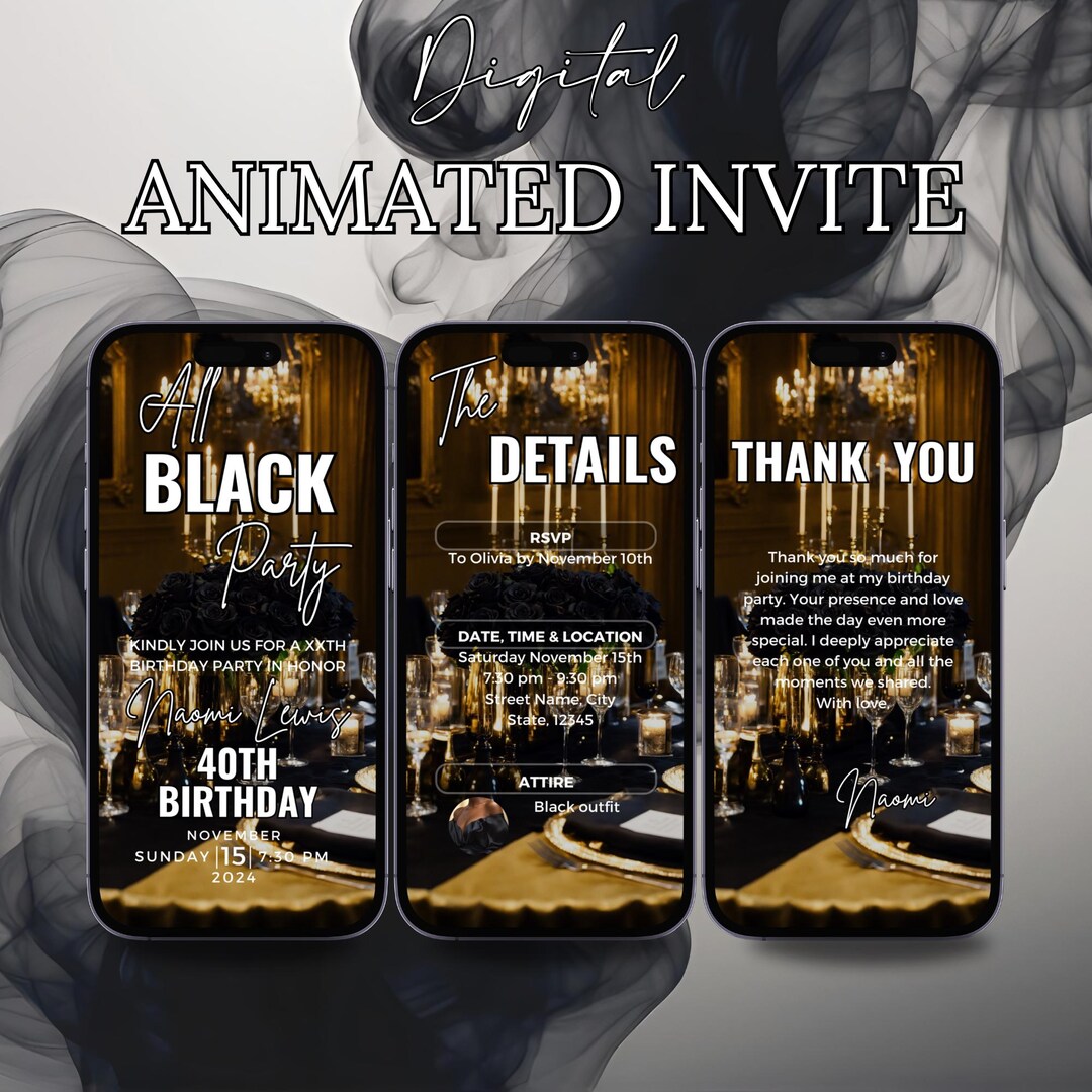 Animated Einvite Digital Animated Birthday Dinner Invitation, DIY Template Design ...